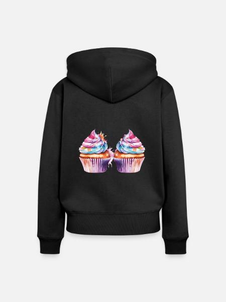 cupcake 2 - Frauen Premium Bio Zip Hoodie - Schwarz