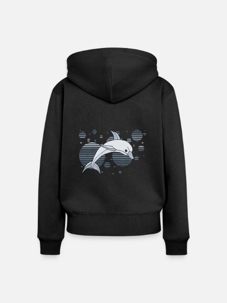 Delfin - Frauen Premium Bio Zip Hoodie - Schwarz