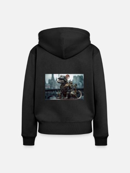 Ratte3 - Frauen Premium Bio Zip Hoodie - Schwarz
