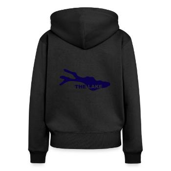 THE LAKE - Women's Premium Organic Zip Hoodie - black - Back - Julia (174cm)