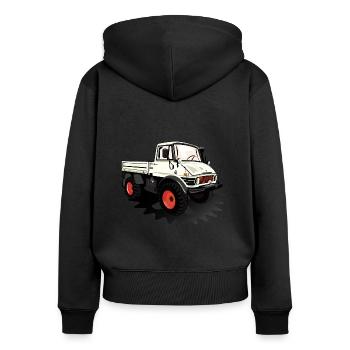 Unimog - Oldtimer - Offroad - Dispositif moteur universel - Sweat à capuche zippé Premium bio Femme - noir - Dos - Julia (174cm)