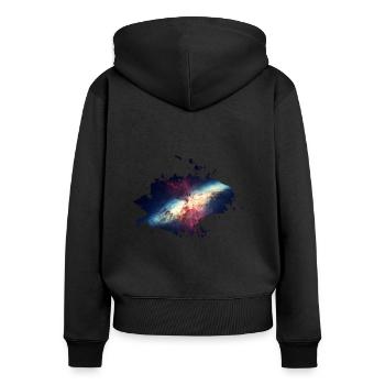 Galaxy Stars Planet Splash Space Illustration - Women's Premium Organic Zip Hoodie - black - Back - Julia (174cm)