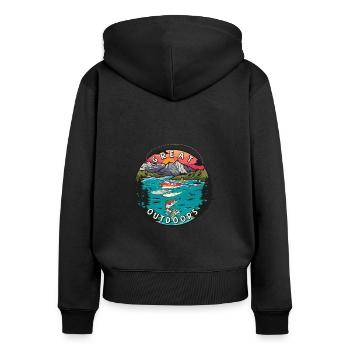 Hydravion de plein air - Sweat à capuche zippé Premium bio Femme - noir - Dos - Julia (174cm)