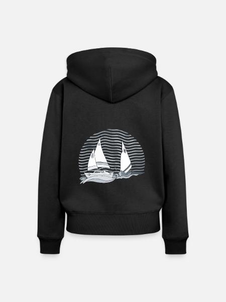 Segelboote - Frauen Premium Bio Zip Hoodie - Schwarz