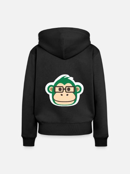 Affe Stickerart - Frauen Premium Bio Zip Hoodie - Schwarz