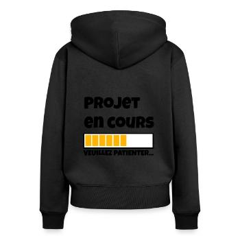 Projet en cours... - Sweat à capuche zippé Premium bio Femme - noir - Dos - Julia (174cm)