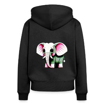 Little Elephant Cartoon Cute Love Adventure 6 - Women's Premium Organic Zip Hoodie - black - Back - Julia (174cm)