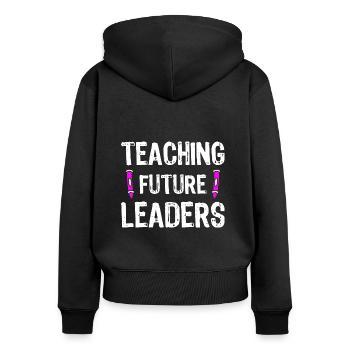 Lehrer Schulalltag Vintage Bildung Unterricht - Frauen Premium Bio Zip Hoodie - Schwarz - Hinten - Julia (174cm)
