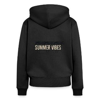 Summer vibes - Frauen Premium Bio Zip Hoodie - Schwarz - Hinten - Julia (174cm)