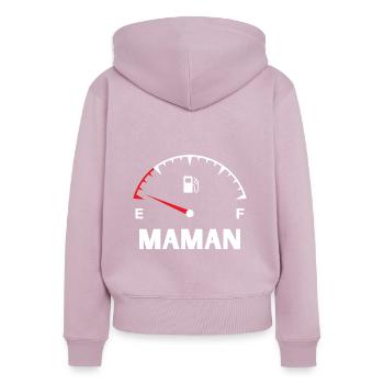 Maman papa bébé assortis - Sweat à capuche zippé Premium bio Femme - rose poudré - Dos - Julia (174cm)