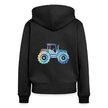 tracteur - Sweat à capuche zippé Premium bio Femme - noir - Dos - Julia (174cm)