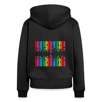 Lignes colorées - Sweat à capuche zippé Premium bio Femme - noir - Dos - Julia (174cm)