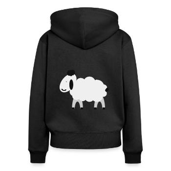 Deichschaf - Frauen Premium Bio Zip Hoodie - Schwarz - Hinten - Julia (174cm)