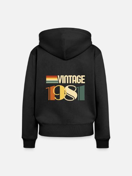 Jahrgang 1981 - 1981 Jubiläumsgeschenk - Frauen Premium Bio Zip Hoodie - Schwarz