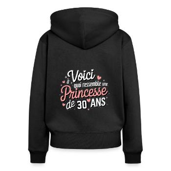 30 Jahre alte Prinzessin - Frauen Premium Bio Zip Hoodie - Schwarz - Hinten - Julia (174cm)