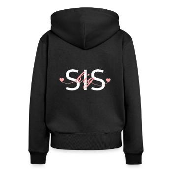 Big Sis Grosse Schwester Geschwister Outfit - Frauen Premium Bio Zip Hoodie - Schwarz - Hinten - Julia (174cm)