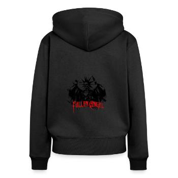 Evil Punk Fallen Angel Grafik Fallen Angel Inschrift - Frauen Premium Bio Zip Hoodie - Schwarz - Hinten - Julia (174cm)