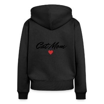 Cat mom Cat lover Geschenkidee - Frauen Premium Bio Zip Hoodie - Schwarz - Hinten - Julia (174cm)