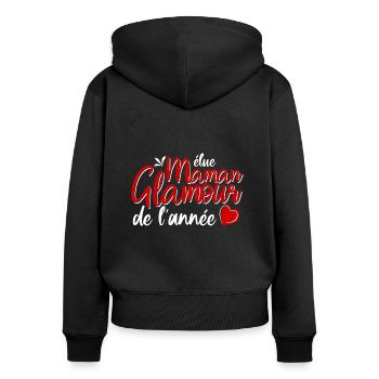 elue maman glamour de l'année - Sweat à capuche zippé Premium bio Femme - noir - Dos - Julia (174cm)