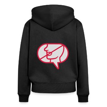 Nicht Kommunizieren Icon Sprechblase - Frauen Premium Bio Zip Hoodie - Schwarz - Hinten - Julia (174cm)
