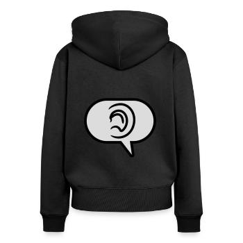 Entendre une bulle de discours de symbole simple - Sweat à capuche zippé Premium bio Femme - noir - Dos - Julia (174cm)