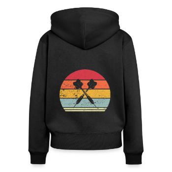 Dart Darts Vintage Dartpfeile - Frauen Premium Bio Zip Hoodie - Schwarz - Hinten - Julia (174cm)