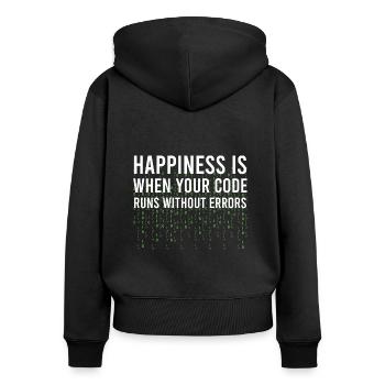 Webentwickler Programmierer Vintage Morgenroutine - Frauen Premium Bio Zip Hoodie - Schwarz - Hinten - Julia (174cm)