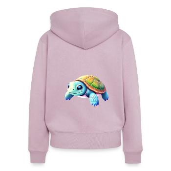 Schildkröte - Frauen Premium Bio Zip Hoodie - Altrosa - Hinten - Julia (174cm)