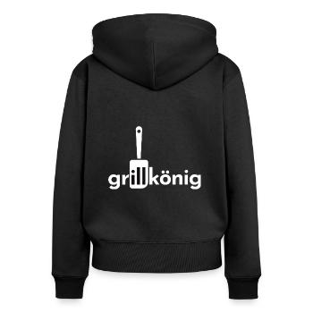 Grillkönig - Frauen Premium Bio Zip Hoodie - Schwarz - Hinten - Julia (174cm)