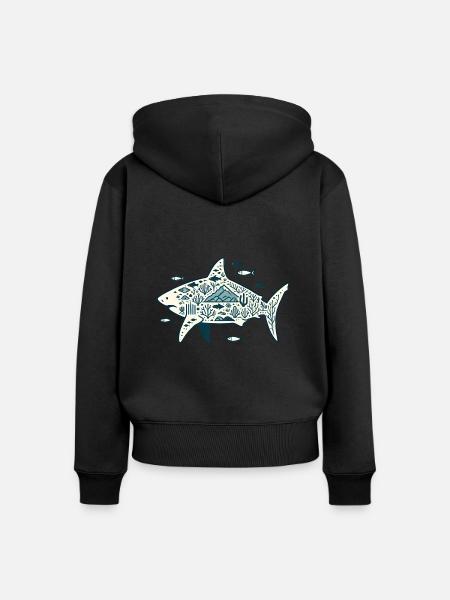 Haifisch - Frauen Premium Bio Zip Hoodie - Schwarz