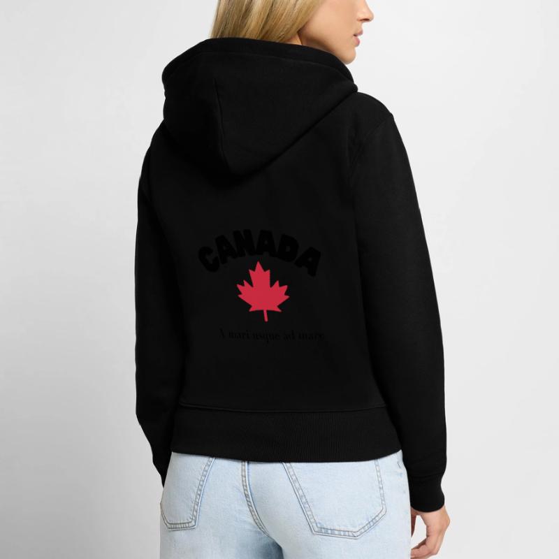 CANADA avec feuille d’érable et devise Sweat à capuche zippé Premium bio Femme