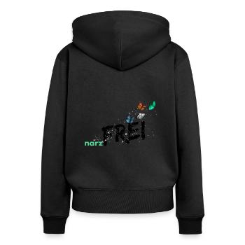 narzfrei schwarz - Frauen Premium Bio Zip Hoodie - Schwarz - Hinten - Julia (174cm)