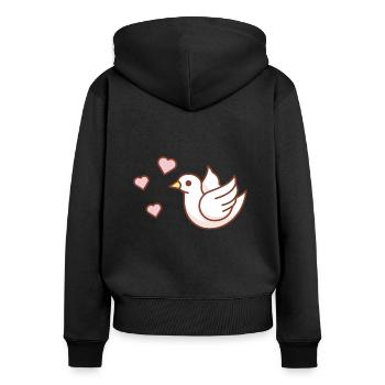 Taube - Frauen Premium Bio Zip Hoodie - Schwarz - Hinten - Julia (174cm)