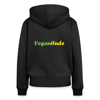 Légumes Humour je suis vegan - Sweat à capuche zippé Premium bio Femme - noir - Dos - Julia (174cm)