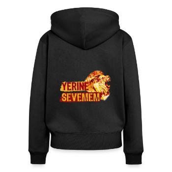 Galatasaray - Frauen Premium Bio Zip Hoodie - Schwarz - Hinten - Julia (174cm)