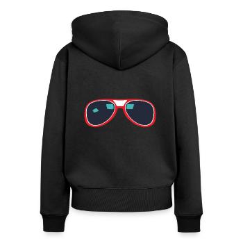 lunette de soleil - Sweat à capuche zippé Premium bio Femme - noir - Dos - Julia (174cm)