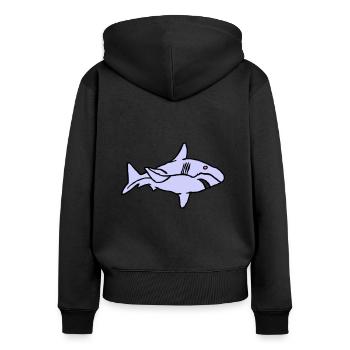 Poisson Requin Prédateur Eau Graffiti Océan - Sweat à capuche zippé Premium bio Femme - noir - Dos - Julia (174cm)