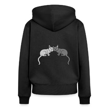 2 liebe süße Katzen - Frauen Premium Bio Zip Hoodie - Schwarz - Hinten - Julia (174cm)