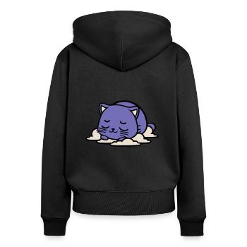 bébé chat qui dort - Sweat à capuche zippé Premium bio Femme - noir - Dos - Julia (174cm)
