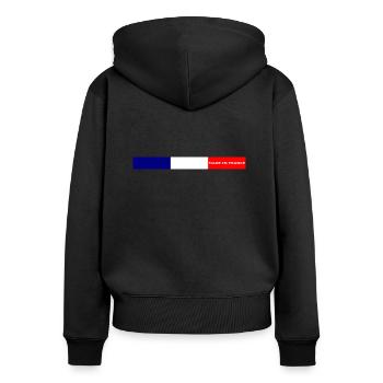 Made in France - Sweat à capuche zippé Premium bio Femme - noir - Dos - Julia (174cm)