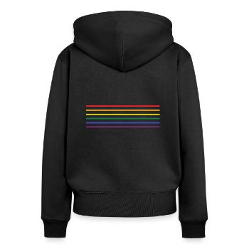 LGBT-Flagge - Frauen Premium Bio Zip Hoodie - Schwarz - Hinten - Julia (174cm)