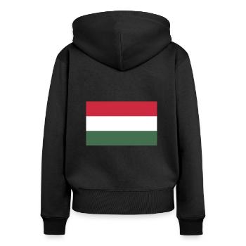 Drapeau de la Hongrie - Sweat à capuche zippé Premium bio Femme - noir - Dos - Julia (174cm)