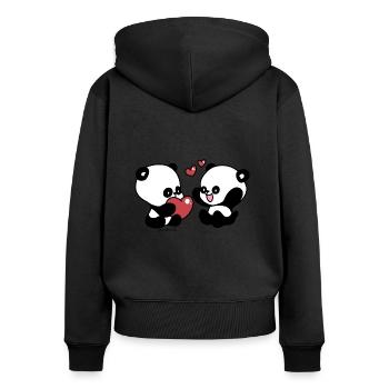 Panda Skadouch 1 - Frauen Premium Bio Zip Hoodie - Schwarz - Hinten - Julia (174cm)