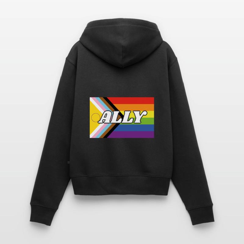 Drapeau de progrès Ally Inclusive Pride Sweat à capuche zippé Premium bio Femme