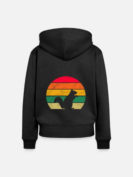 Waldbewohner Wald Tier Retro Eichhörnchen - Frauen Premium Bio Zip Hoodie - Schwarz