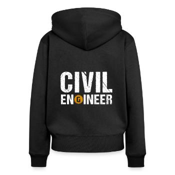 Mechanical Engineer - Maschinenbauingenieur Vintag - Frauen Premium Bio Zip Hoodie - Schwarz - Hinten - Julia (174cm)