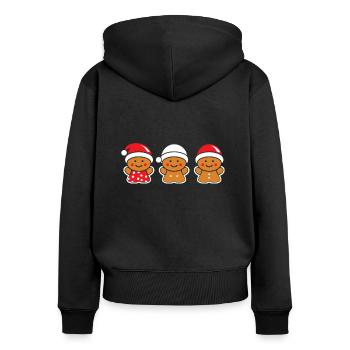 Bonhomme pain d'épice - Sweat à capuche zippé Premium bio Femme - noir - Dos - Julia (174cm)