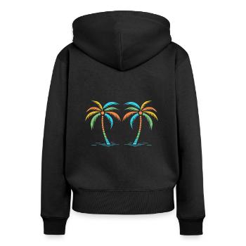 je suis en vacances - Sweat à capuche zippé Premium bio Femme - noir - Dos - Julia (174cm)