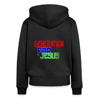 GENERATION FOR JESUS - Sweat à capuche zippé Premium bio Femme - noir - Dos - Julia (174cm)
