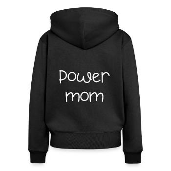 power maman maman maman maman enfants parents police - Sweat à capuche zippé Premium bio Femme - noir - Dos - Julia (174cm)